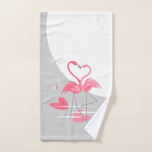 Flamingo Love Grote Maan handdoek verticaal (Handdoek)