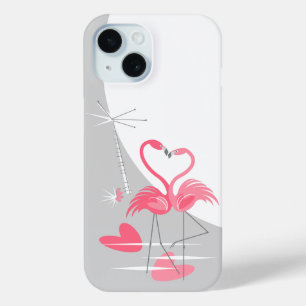 Flamingo Love Grote Maan iPhone hoesje verticaal