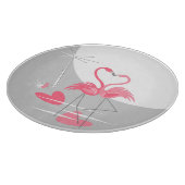 Flamingo Love Grote Maan snijplank rond (Hoek)