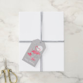 Flamingo Love Happy Birthday Grey back gift labels Cadeaulabel (Met Touw)