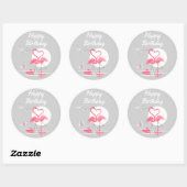 Flamingo Love Happy Birthday sticker rond (Vel)