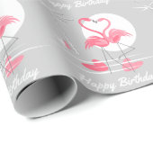Flamingo Love Happy Birthday wrappaper Cadeaupapier (Rol Hoek)