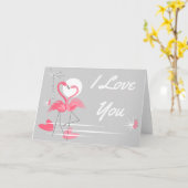 Flamingo Love I Love You landscape Kaart (Gele Bloem)