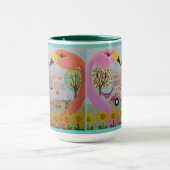 Flamingo Love in Trailer Folk Art in Green Mok (Midden)