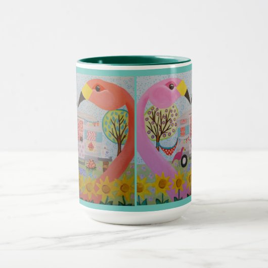 Flamingo Love in  Trailer Folk Art in Green Mok (Midden)