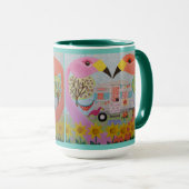 Flamingo Love in Trailer Folk Art in Green Mok (Voorkant rechts)