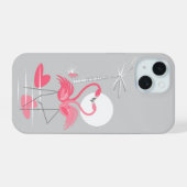 Flamingo Love iPhone hoesje 15 Case (Achterkant horizontaal)