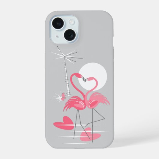 Flamingo Love iPhone hoesje 15 Case (Achterkant)