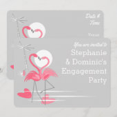 Flamingo Love 'Je bent uitgenodigd' Verloving afge Kaart (Voorkant / Achterkant)