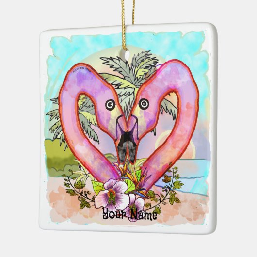Flamingo Love Keramisch Ornament (Links)