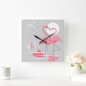 Flamingo Love klok vierkant (Huis)