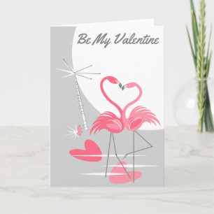 Flamingo Love Large Moon Be My Valentijn Feestdagen Kaart