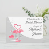 Flamingo Love Large Moon Bridal Shower-uitnodiging Kaart (Staand voorkant)