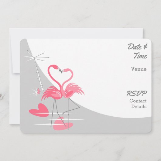 Flamingo Love Large Moon Bridal Shower-uitnodiging Kaart (Achterkant)