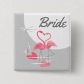 Flamingo Love Large Moon Bride button vierkant (Voorkant)