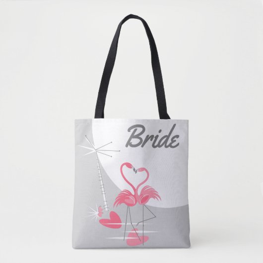 Flamingo Love Large Moon Bride canvas tas (Voorkant)