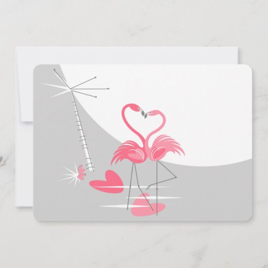 Flamingo Love Large Moon bruiloft landschap Kaart (Achterkant)