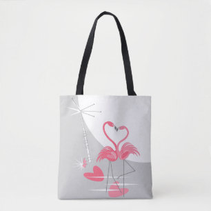 Flamingo Love Large Moon canvas tas