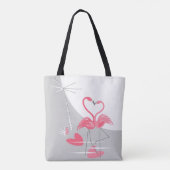 Flamingo Love Large Moon canvas tas (Achterkant)