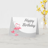 Flamingo Love Large Moon Happy Birthday Kaart (Gele Bloem)