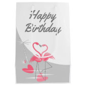 Flamingo Love Large Moon Happy Birthday medium Cadeauzakje (Achterkant)