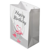 Flamingo Love Large Moon Happy Birthday medium Cadeauzakje (Achterkant Gekanteld)