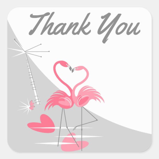 Flamingo Love Large Moon Hartelijk dank Vierkante Sticker (Voorkant)