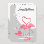 Flamingo Love Large Moon Invitation vertical Kaart (Voorkant / Achterkant)