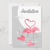 Flamingo Love Large Moon Invitation vertical Kaart (Voorkant)