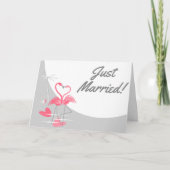 Flamingo Love Large Moon Just Married Text Aankondiging (Voorkant)