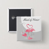 Flamingo Love Large Moon Maid of Honor Button (Voorkant /achterkant)