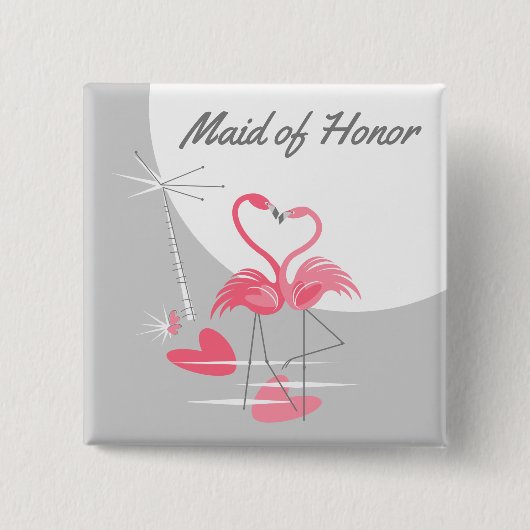 Flamingo Love Large Moon Maid of Honor Button (Voorkant)