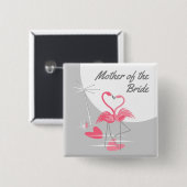Flamingo Love Large Moon Moon Moon of the Bride Vierkante Button 5,1 Cm (Voorkant /achterkant)