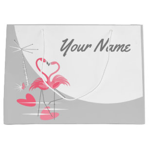 Flamingo Love Large Moon Name gift big bag Cadeautasje
