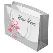 Flamingo Love Large Moon Name gift big bag Cadeautasje (Achterkant Gekanteld)