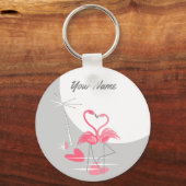 Flamingo Love Large Moon Name sleutelhanger Basic (Voorkant)