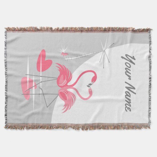 Flamingo Love Large Moon Name verticaal Deken (Voorkant)