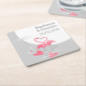 Flamingo Love Large Moon Names Date onderzetter sq (Schuin)
