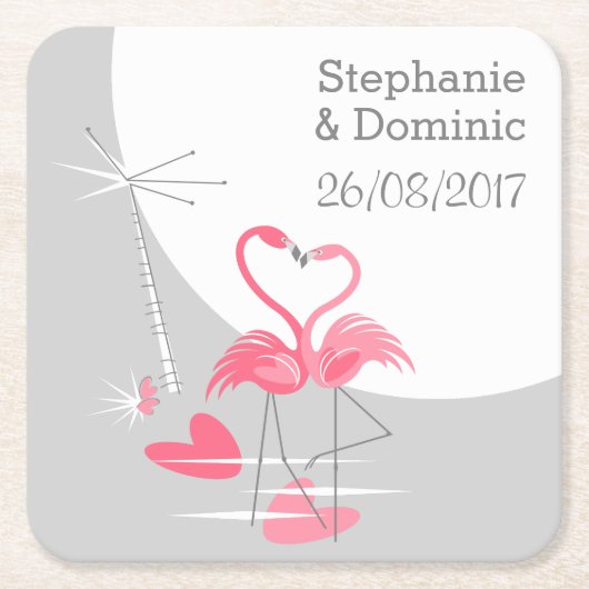 Flamingo Love Large Moon Names Date onderzetter sq (Voorkant)