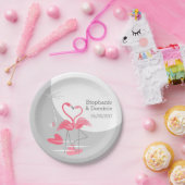 Flamingo Love Large Moon Names Date paper borden Papieren Bordje (Feest)