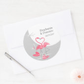 Flamingo Love Large Moon Names Date Round Ronde Sticker (Envelop)