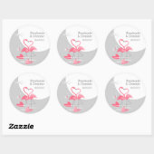 Flamingo Love Large Moon Names Date Round Ronde Sticker (Vel)