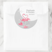 Flamingo Love Large Moon Names Date Round Ronde Sticker (Tas)
