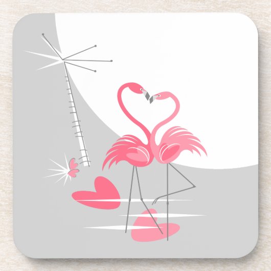 Flamingo Love Large Moon onderzetter cork back (Voorkant)