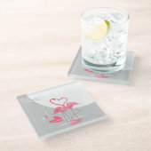 Flamingo Love Large Moon onderzetter glass (Schuin)