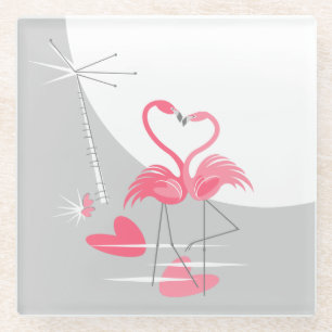 Flamingo Love Large Moon onderzetter glass
