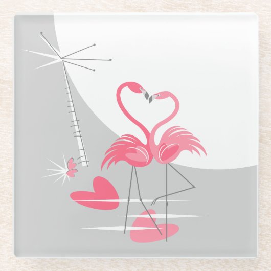 Flamingo Love Large Moon onderzetter glass (Voorkant)