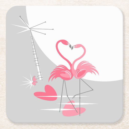 Flamingo Love Large Moon onderzetter square (Voorkant)