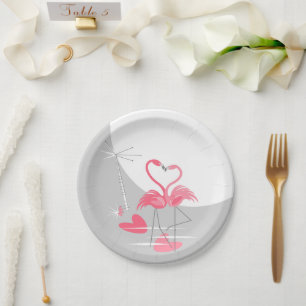 Flamingo Love Large Moon paper borden Papieren Bordje