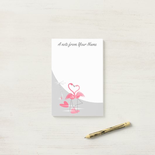 Flamingo Love Large Moon postit notes vertical (Op bureau)